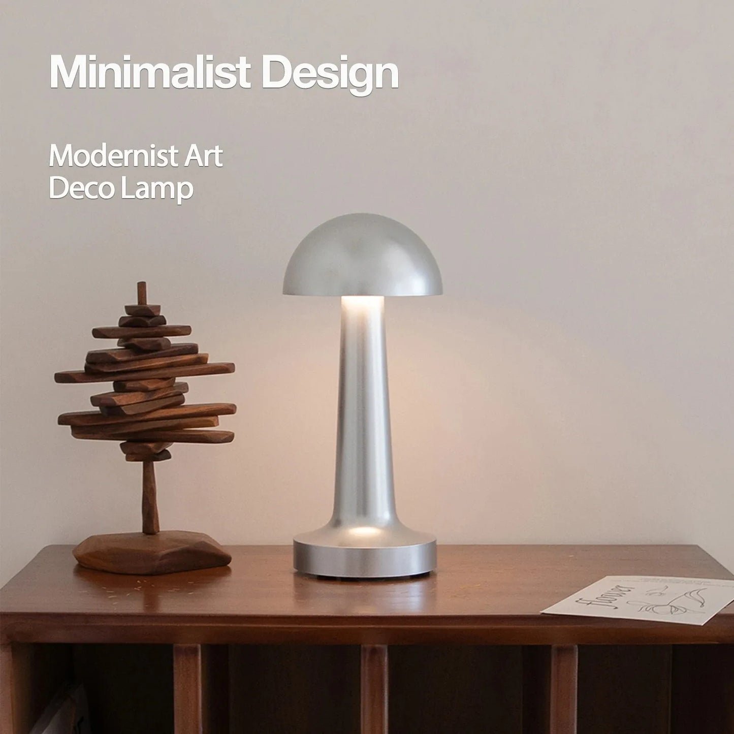 LED Table Light 3 Color Modes Retro Coffee Table Lamp with Touch Control Mushroom & Dumbbell Styles Sensor Rechargeable Night
