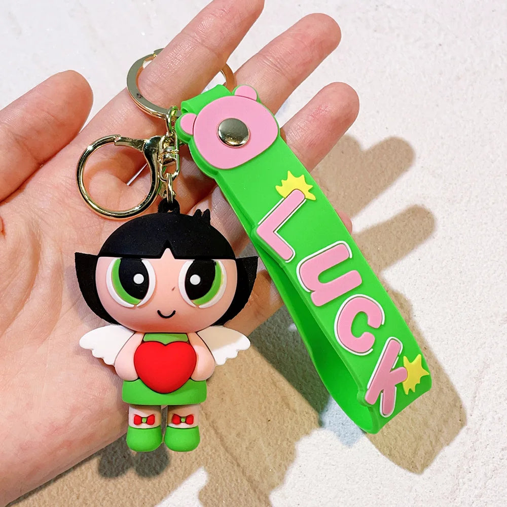 malefic keychain Powerpuff Girls Creative Keychain for Women Men Fans Cartoon Cute Silicone Doll Pendant Keyring Gifts Keys Hold