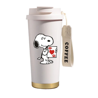 500ml Snoopys Stainless Steel Insulated Water Bottle Anime Kawaii Portable Travel Outdoor Car Tea Coffee Mug Cold Thermos Cup