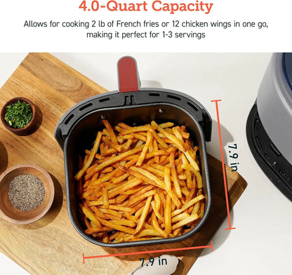 Air Fryer 4 Qt, 7 Cooking Functions Airfryer, 150+ Recipes on Free App, 97% less fat Freidora de Aire, Dishwasher-safe, Designed