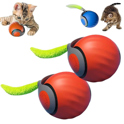 Cat Interactive Ball Toys Automatic Rolling Ball Faux Tail Rechargeable Smart Pet Electric Toy Dog Cat Training Imitate Mouse