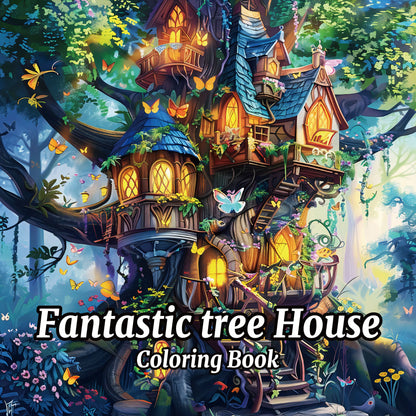 Picture Books for Adults: Coloring Books Fantastic Tree House 20 Page The Perfect Gift for A Multi-colored Pencil Art Party
