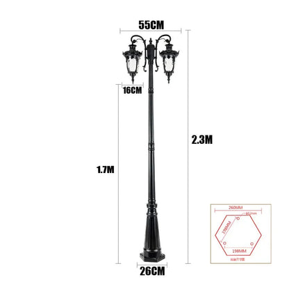 (H≈2.3M)Garden Lights Street Lights Lawn Flowers Park Lights Waterproof Outdoor Villa High Pole Lights Landscape