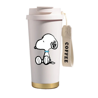 500ml Snoopys Stainless Steel Insulated Water Bottle Anime Kawaii Portable Travel Outdoor Car Tea Coffee Mug Cold Thermos Cup