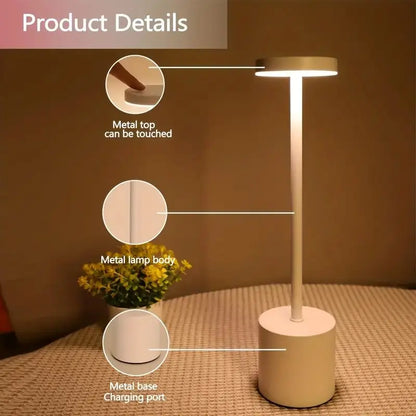 1/2PCS I-shaped Table Lamp Bar Table Lamp Retro Bedside Table Lamp Rechargeable LED Table Lamp with Touch Sensor 3 Colors