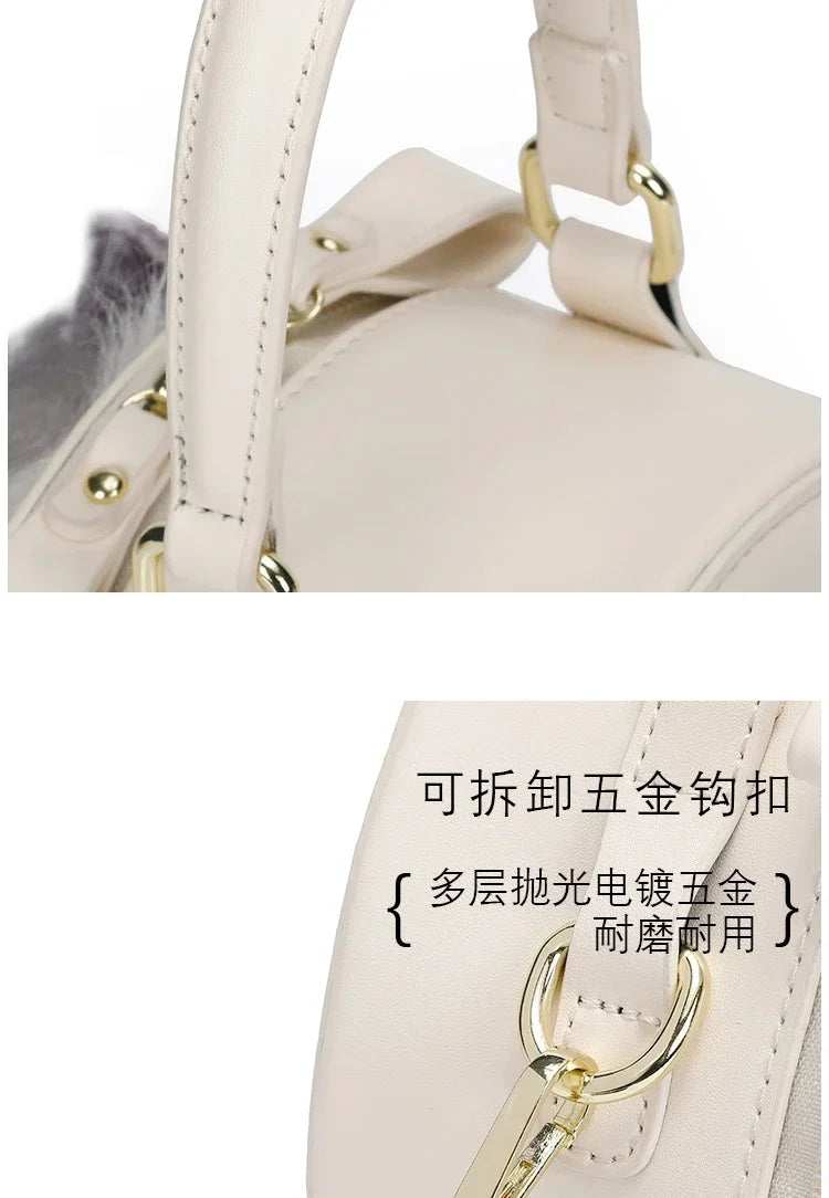 Fashion Cute Plush Cat Shoulder Bags 2025 New Trend High Quality Pu Zipper Niche Simplicity Sewing Thread Crossbody Bags