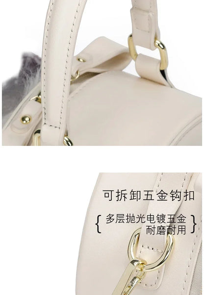 Fashion Cute Plush Cat Shoulder Bags 2025 New Trend High Quality Pu Zipper Niche Simplicity Sewing Thread Crossbody Bags