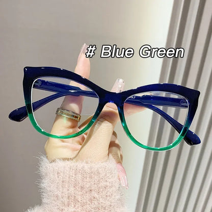 2024 New Cat Eye Glasses Frame Women Fashion Gradient Color Eyeglass Frame Anti Blue Light Glasses Computer Goggles Óculos Gifts