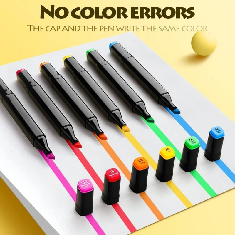 12 Colors Alcohol Oily Art Marker Pen Set for Draw Double Headed Sketching Oily Tip Based Markers Graffiti Manga  Art Supplies
