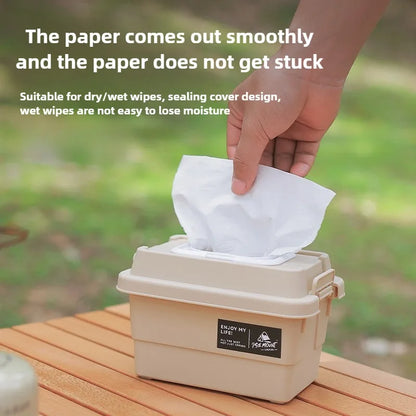 ISE MOUNT Outdoor Tissue Case Desktop Napkin Paper Storage Box Portable 1.1L Camping Picnic Seasoning Bottle Organizer Sundries