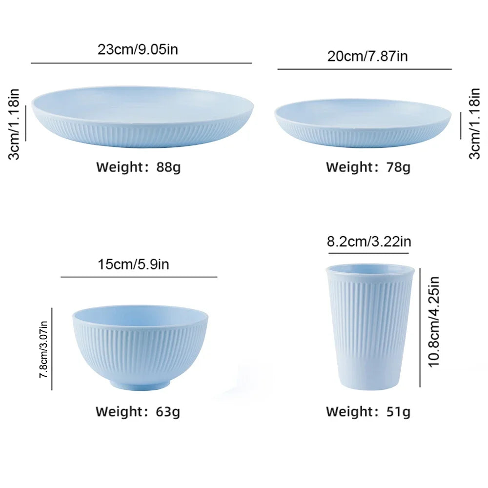 8Pcs 23cm Lightweight Unbreakable Wheat Straw Plates Deep Dinner Plate for Kids Toddler Adult Dishwasher Microwave Safe