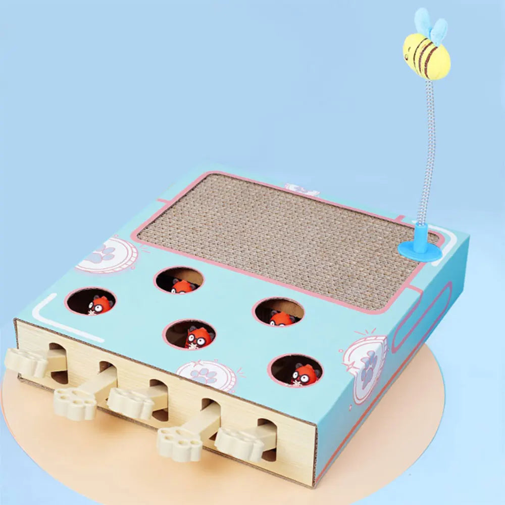 Cat Toy Whack-a-Mole Cat Scratching Board Toy Grinding Claw Rest Play Funny Cat Interactive Multifunctional Cat Supplies