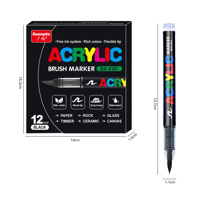 One direct liquid acrylic marker paint brush pen painting stone ceramic glass wood canvas making drawing graffiti coloring pen