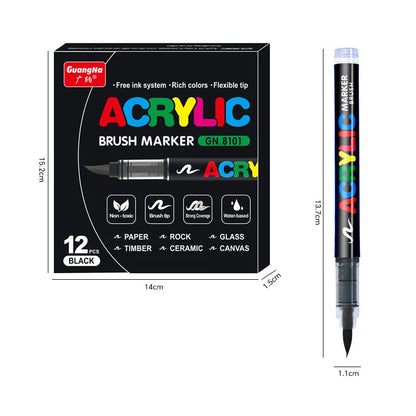 One direct liquid acrylic marker paint brush pen painting stone ceramic glass wood canvas making drawing graffiti coloring pen