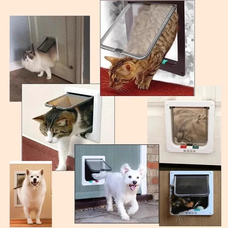 Security Lock Flap Door for Dog Cats Kitten ABS Plastic Small Pet Gate Door Kit Cat Dogs Flap Doors Dog Cat Accessories