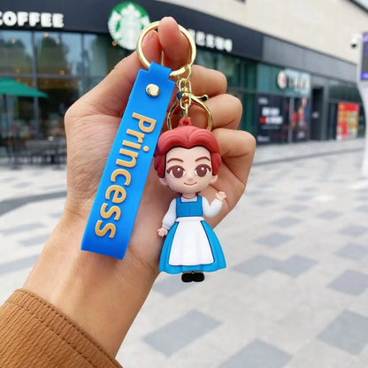 MINISO New Cute Anime Beast Princess Soft Rubber Doll Charm Keychain Couple Backpack Car Key Decoration Children's Party Gift