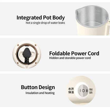 Foldable Electric Kettle 1L Folding Electric Kettles For Boiling Water Fast Boiling Machine With Steamed Egg Rack For Picnic