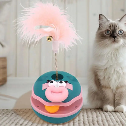 Cat Teaser Cat Interactive Toys Turntable Ball Kitten Accessories With Feather Bell Pet Supplies Enrichment Indoor Games For