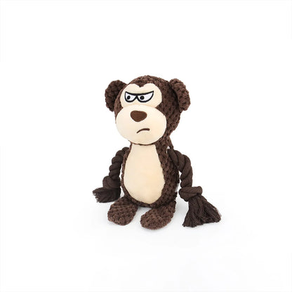 1pc Cartoon Animal Dog Toy Cute Plush Puppy Chew Pet Squeak Knot Toy Cartoon Rabbit Monkey