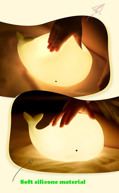 LED Night Light Cute Whale Cartoon animals Silicone Lamp for Children Kid Touch Sensor Timing USB Rechargeable for Birthday Gift