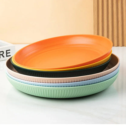 8Pcs 23cm Lightweight Unbreakable Wheat Straw Plates Deep Dinner Plate for Kids Toddler Adult Dishwasher Microwave Safe