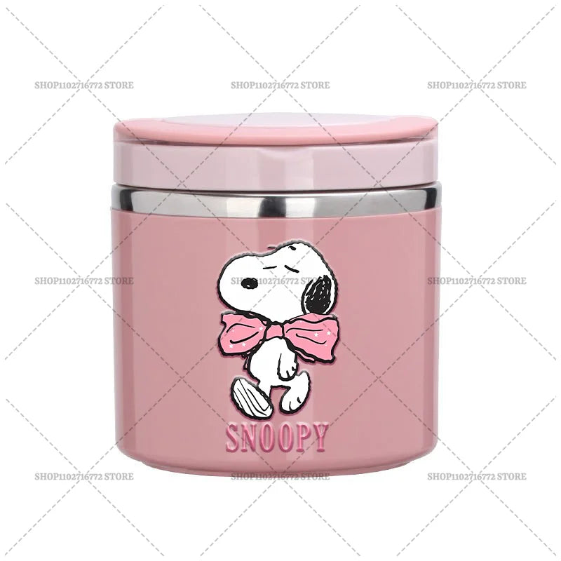 630ml Snoopys Food Thermal Jar Insulated Soup Cup Stainless Steel Vacuum Lunch Box with Handle Portable Sealed Bento Boxes Gift