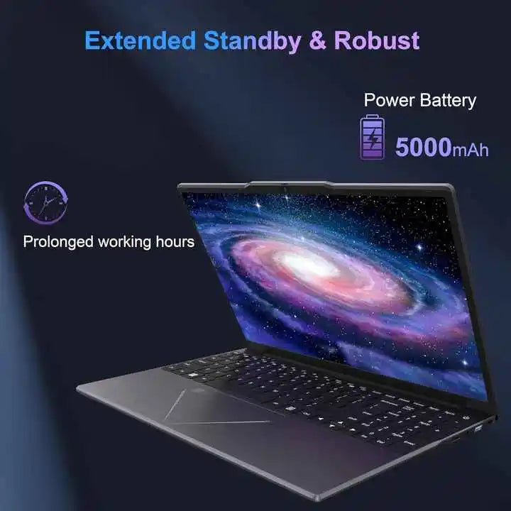 New Lightweight Laptop 15.6 Inch IPS Large Display 1920*1080 Large Keyboard Portable Office Games Notebook 5000mAh Battery