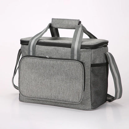 15L Portable Large Insulated Lunch Bag Black Waterproof Leak-proof Thickened Handheld Shoulder Carry Outdoor Picnic Lunch Bag
