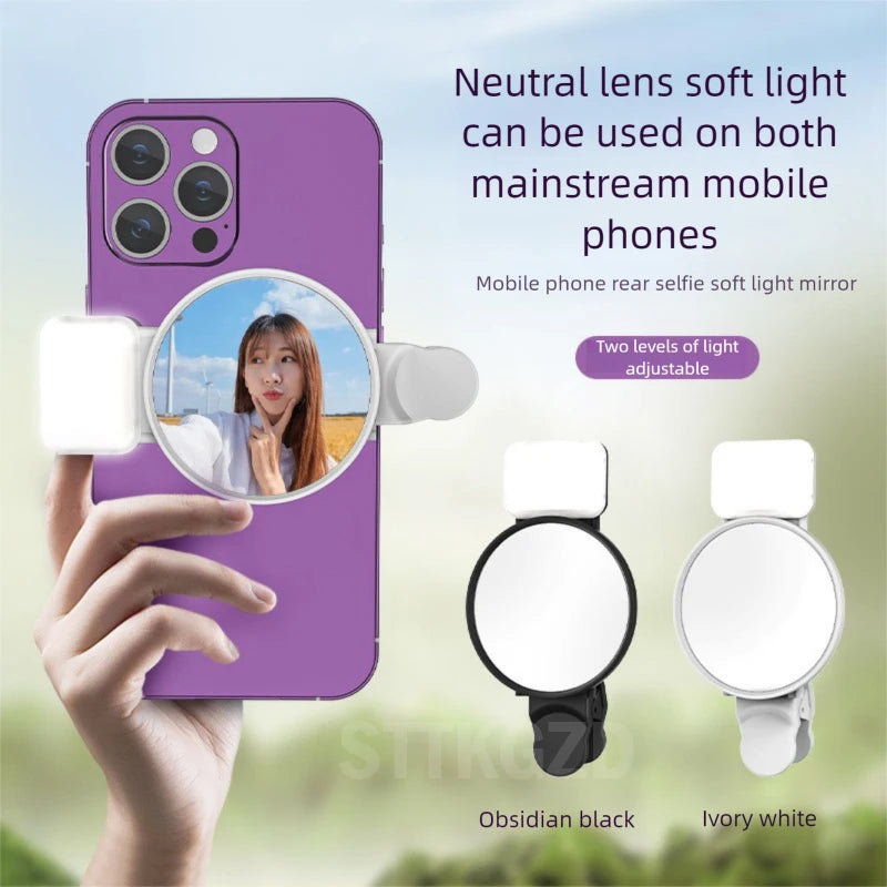 STTKGZD Selfie Reflector Mirror Mobile Phone Fill Light Kit Portable Mobile Mirror Clip Storage Bag Mobile Phone Rear Camera