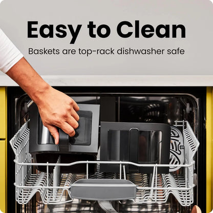 6 Quart Dual Basket Air Fryer Oven with Easy View Windows, Sync Finish, Hi-Fry, Auto Shutoff, 2 Independent 3Qt Nonstick