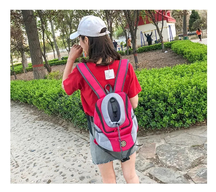 New Double Shoulder Portable Travel Backpack Outdoor Pet Dog Carrier Bag Pet Dog Front Bag Mesh Backpack