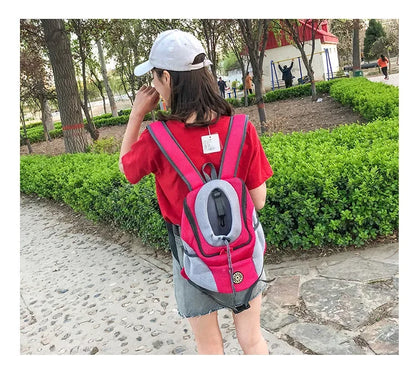 New Double Shoulder Portable Travel Backpack Outdoor Pet Dog Carrier Bag Pet Dog Front Bag Mesh Backpack