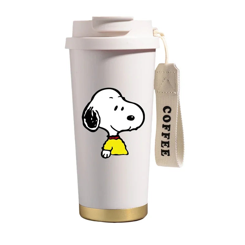 500ml Snoopys Stainless Steel Insulated Water Bottle Anime Kawaii Portable Travel Outdoor Car Tea Coffee Mug Cold Thermos Cup