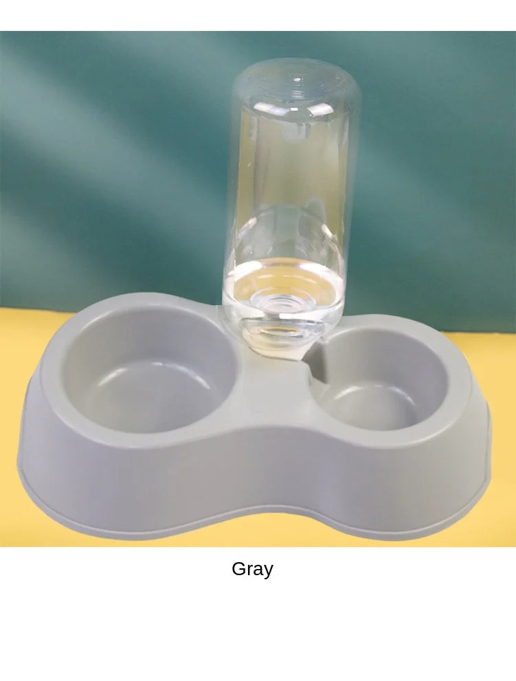 Cat Bowl, Cat Eating and Drinking Water All-In-One Pet Double Bowl, Anti-Knock Over, Automatic Water Refill Pet Bowl