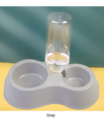 Cat Bowl, Cat Eating and Drinking Water All-In-One Pet Double Bowl, Anti-Knock Over, Automatic Water Refill Pet Bowl