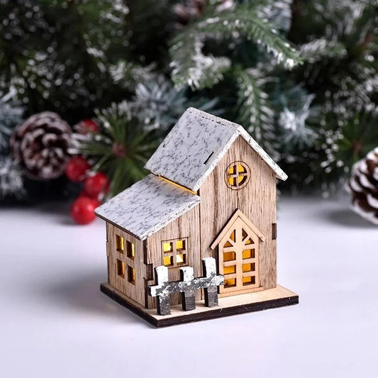 Wooden Cabin with LED Lights, Christmas Ornaments, Family Christmas Decorations, Christmas Cabin, Children's Gifts