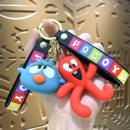 Funny Animal Key Chain Three Dimensional Doll Bag Pendant Car Key Chain Doll Machine