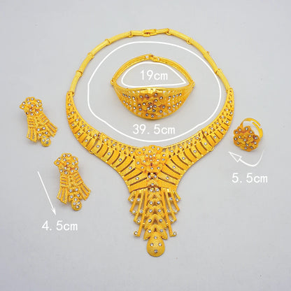 2023 Fine Jewelry Sets For Women Dubai Bridal Wedding Gifts Necklace Bracelet Earrings Ring Jewellery Set African Bead jewelry