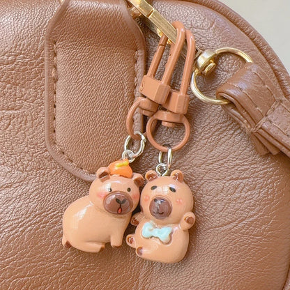 DIY Resin Cartoon Capybara Key Chains 1/10Pcs Funny Charms Glossy Flatback Animals Earrings Keyrings Jewelry Making Accessories