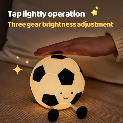 Football Silicone Night Light Rechargeable Sleeping Night Lamp with 3 Level Dimmable Bedside Lamp For Room Decor