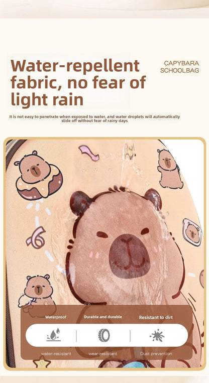 Capybara Children Backpack Waterproof Student Schoolbag Large Capacity Alleviate Burden School Bag Orthopedic Backpack Book Bag