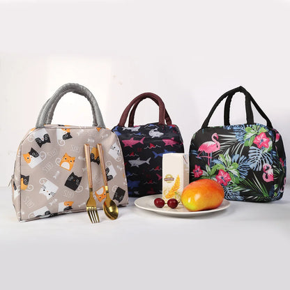 Cartoon Children's Lunch Bag Waterproof Oxford Cloth Portable Lunch Bags Tote Thermal Insulation Aluminum Film