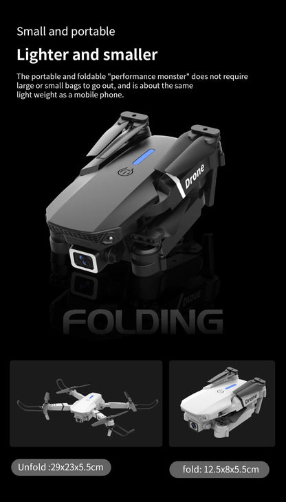 Drone E88 RC Quadcopter Foldable Portable 5G WiFi FPV Drones With 4K HD Camera Altitude Hold Mode follow Drone
