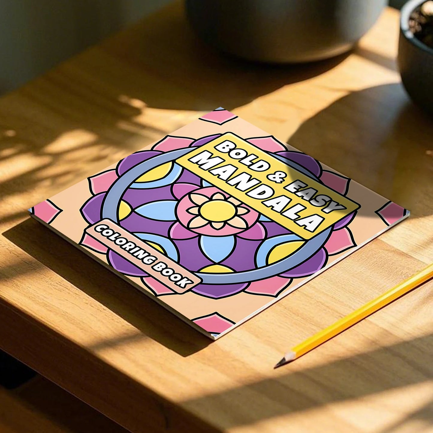 BOLD & EASY MANDALA Art Coloring Book Flowers 24 Page Gift For Birthday Party Relieve Stress Kill Time Graffiti Painting Drawing