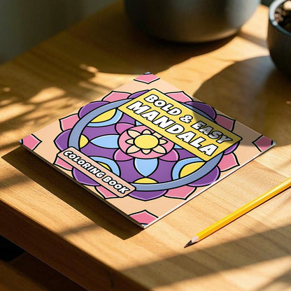 BOLD & EASY MANDALA Art Coloring Book Flowers 24 Page Gift For Birthday Party Relieve Stress Kill Time Graffiti Painting Drawing