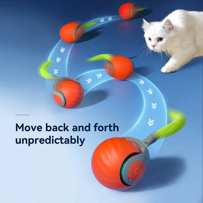 New Cat Interactive Ball Toy Faux Tail Automatic Rolling Ball Rechargeable Smart Pet Electric Toy Dog Cat Training Imitate Mouse