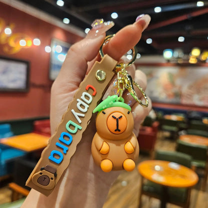 Cute Finless Porpoise Pendant Kapibara Leather Rope Keychain