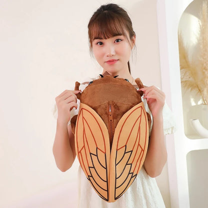 45cm Funny Creative Cartoon Insect Cicada Beetle Plush Doll Backpack Brown Green Insect Soft Plush Toy Gift For Boys And Girls