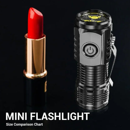 Powerful 3LED Super Bright Flashlight Portable Mini Burst Flash Torch Rechargeable Emergency Spotlight with Pen Clip Tail Magnet