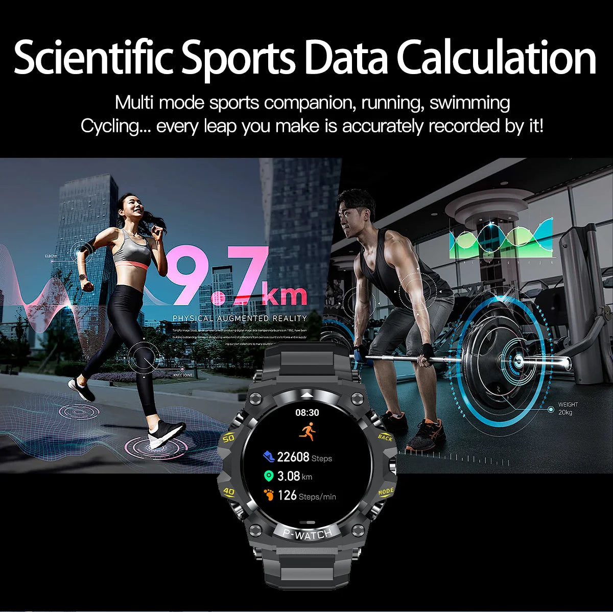 Outdoor Sport Smart Watch LED Flashlight Health Monitor Bracelet Bluetooth Make Answer Call Waterproof Men Military Smartwatch